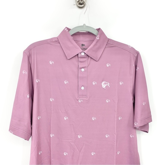 Chubya Golf Men Size Medium Polo Shirt Short Sleeve Top Purple Bird Printed - Picture 2 of 8